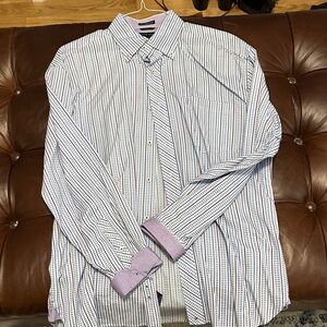 Tommy Hilfiger Men's Purple Striped Shirt